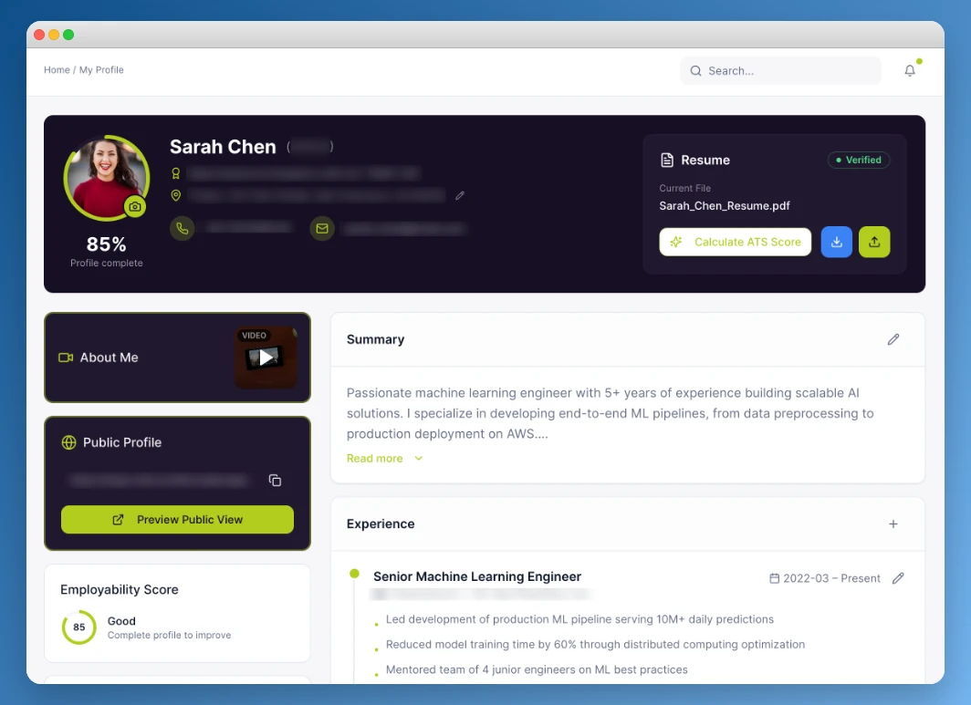 Resume & Profile Building